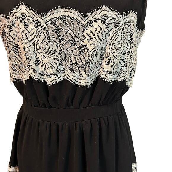 YA Los Angeles Dress Silk Blend Black Sheer w/ Lace Lining Med Sleeveless - Picture 4 of 11